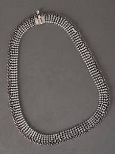JAYPORE Silver Faux Ruby Necklace