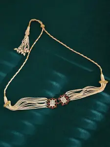 JAYPORE Silver Gold-Plated Kundan Necklace