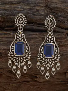 Kushal's Fashion Jewellery Victorian Plated Zircon Stone Studded Geometric Drop Earrings