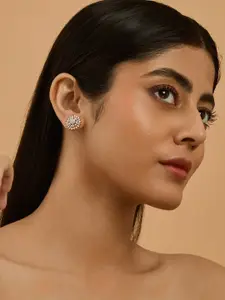 Kushal's Fashion Jewellery Rhodium-Plated Classic Zircon Studs Earrings