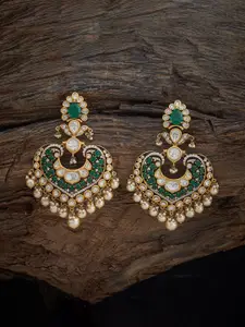 Kushal's Fashion Jewellery Embellished Bridal Victorian Plated Kundan Geometric Earrings