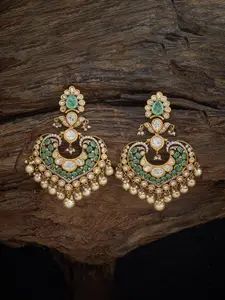 Kushal's Fashion Jewellery Embellished Bridal Victorian Plated Classic Kundan Drop Earrings