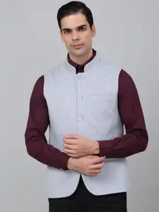 Cantabil Checked Single-Breasted Slim Fit Nehru Jacke
