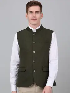 Cantabil Self Design Single-Breasted Slim Fit Nehru Jacket
