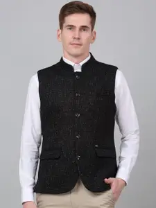 Cantabil Self Design Mandarin Collar Single-Breasted Slim Fit Nehru Jacket