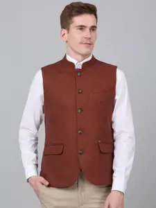 Cantabil Self Design Mandarin Collar Single-Breasted Slim Fit Nehru Jacket