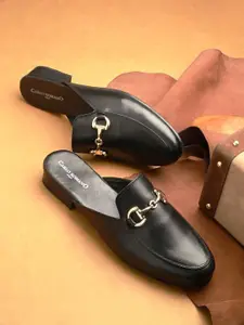 CARLO ROMANO Men Leather Round Toe Mules