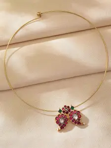 JAYPORE Silver Gold-Plated Faux Ruby Necklace
