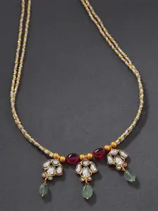 JAYPORE Silver Gold-Plated Kundan Studded Necklace