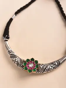 JAYPORE Gold-Plated Kundan Studded Oxidised Necklace