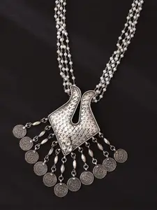 JAYPORE Silver-Plated Kundan Studded Necklace