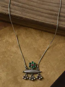 JAYPORE Silver-Plated Kundan Necklace