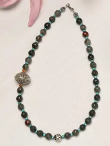 JAYPORE Silver-Plated Real Stones Necklace