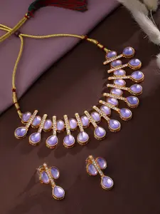 ASMITTA JEWELLERY 22KT Gold-Plated Stone-Studded & Beaded Necklace & Earrings