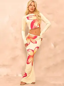 StyleCast x Revolte Printed Long Sleeves Tops And Skirt