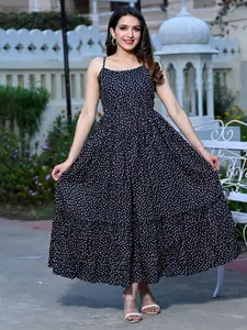 ao services Women Polka Dot Printed Maxi Dress