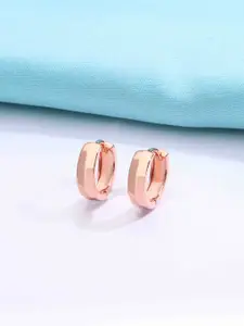 KAI JEWEL Sterling Silver Rose Gold-Plated Contemporary Hoop Earrings
