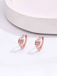 KAI JEWEL Dazzling Diva Zircon Rose Gold-Plated Contemporary Sterling Silver Hoop Earrings