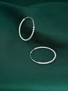 KAI JEWEL Rhodium-Plated Sterling Silver Contemporary Hoop Earrings