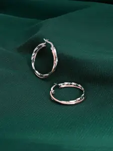 KAI JEWEL Sterling Silver Rhodium-Plated Contemporary Hoop Earrings