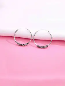 KAI JEWEL Sterling Silver Rhodium-Plated Spherical Shaped Hoop Earrings