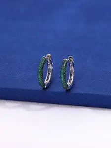 KAI JEWEL Sterling Silver Rhodium-Plated Contemporary Hoop Earrings