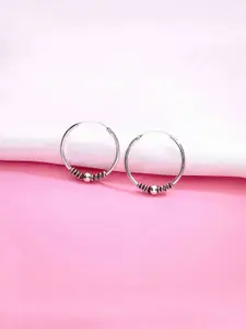 KAI JEWEL Rhodium-Plated Sterling Silver Contemporary Twisted Wires Hoop Earrings