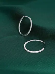 KAI JEWEL Dainty Stylish Rhodium-Plated Sterling Silver Contemporary Hoop Earrings