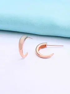 KAI JEWEL 925 Sterling Silver Rose Gold-Plated Contemporary Half Hoop Earrings