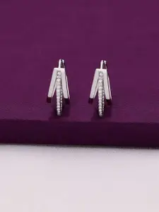 KAI JEWEL Sterling Silver Rhodium-Plated Contemporary Hoop Earrings