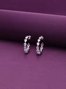 KAI JEWEL Sterling Silver Rhodium-Plated Spherical Shaped Hoop Earrings