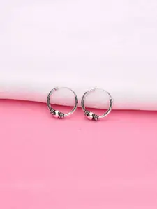 KAI JEWEL Sterling silver Rhodium-Plated Spherical Shaped Hoop Earrings