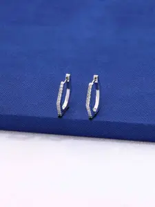 KAI JEWEL Bejewelled Hex Rhodium-Plated Sterling Silver Contemporary Hoop Earrings