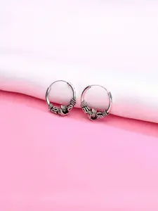 KAI JEWEL Rhodium-Plated Sterling Silver Twisted Contemporary Hoop Earrings