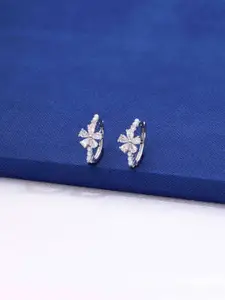 KAI JEWEL Sterling Silver Rhodium-Plated Contemporary Hoop Earrings