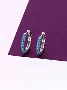 KAI JEWEL Rhodium-Plated Artifical Beads Sterling Silver Contemporary Hoop Earrings