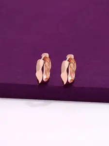 KAI JEWEL Sterling Silver Rose Gold-Plated Contemporary Hoop Earrings