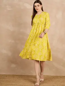 all about you Women Floral Print Fit and Flare Midi Dress