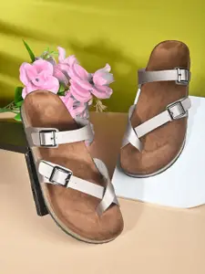 MOZAFIA Women One Toe Flats with Buckles