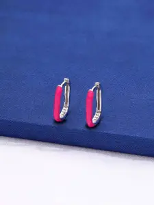 KAI JEWEL Sterling Silver Rhodium-Plated Contemporary Hoop Earrings