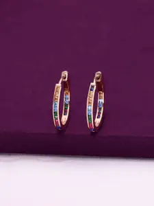 KAI JEWEL Bejewelled Hues Rose Gold-Plated Contemporary Sterling Silver Hoop Earrings