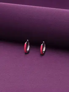 KAI JEWEL Rhodium-Plated Contemporary Sterling Silver Hoop Earrings