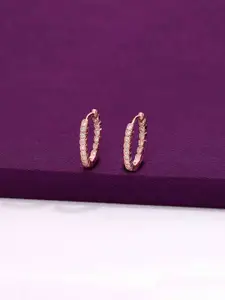 KAI JEWEL Sterling Silver Rose Gold-Plated Oval Hoop Earrings