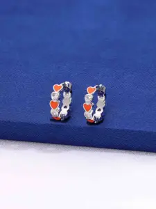 KAI JEWEL Sterling Silver Rhodium-Plated Contemporary Hoop Earrings