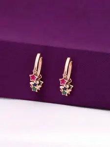 KAI JEWEL 925 Sterling Silver Rose Gold-Plated Cubic Zirconia Stone Studded Hoop Earrings