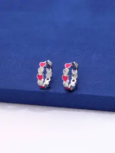 KAI JEWEL Sterling Silver Rhodium-Plated Spherical Shaped Hoop Earrings