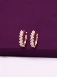 KAI JEWEL Rose-Gold Plated Sterling Silver Contemporary Simple Baguette Hoop Earrings