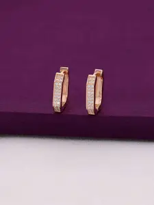 KAI JEWEL Sterling silver Rose Gold-Plated Square Shaped Hoop Earrings