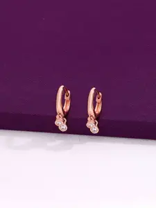 KAI JEWEL Rhodium-Plated Sterling Silver Contemporary Artificial Stones Hoop Earrings