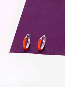 KAI JEWEL Rhodium-Plated Contemporary Sterling Silver Hoop Earrings